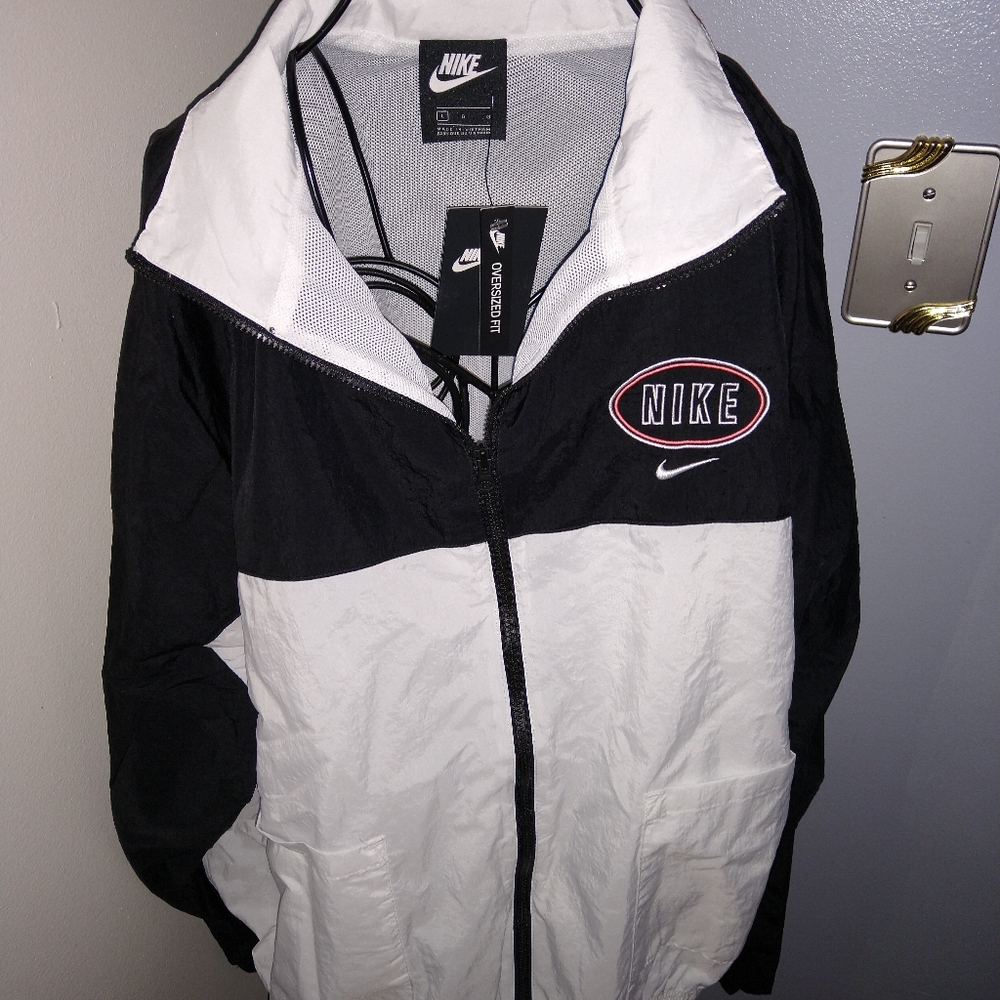 Nike Sportswear Summer Varsity Jacket CZ8318 010 Black/White New Women's Size L